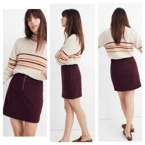 Madewell Wool Fireside Mini Zip Skirt Size 4 - Picture 1 of 9
